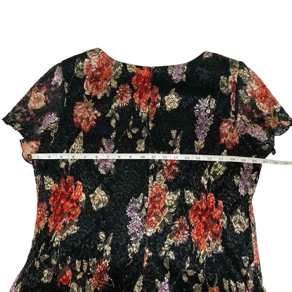 VGT RONNIE NICOLE by Ouida Dress Maxi Black Net Overlay Fairygoth Floral Size 16 - Picture 8 of 12